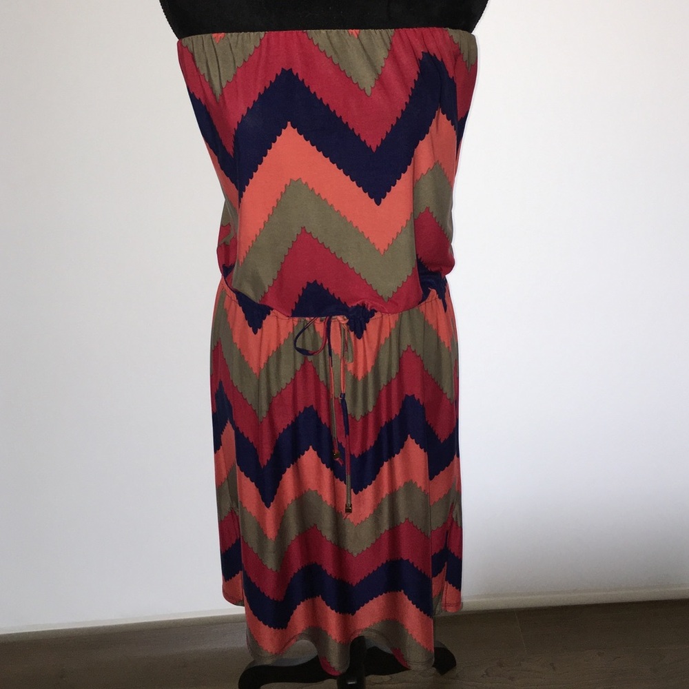 Veronica M Strapless Chevron Dress - Pink, Blue, Olive